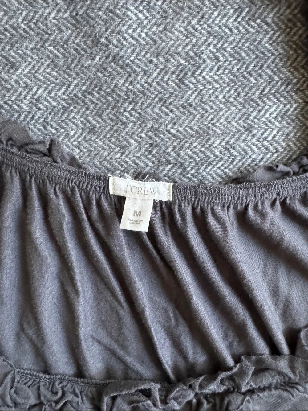 J. Crew Gray Scoop-Neck Braided-Trim Tank